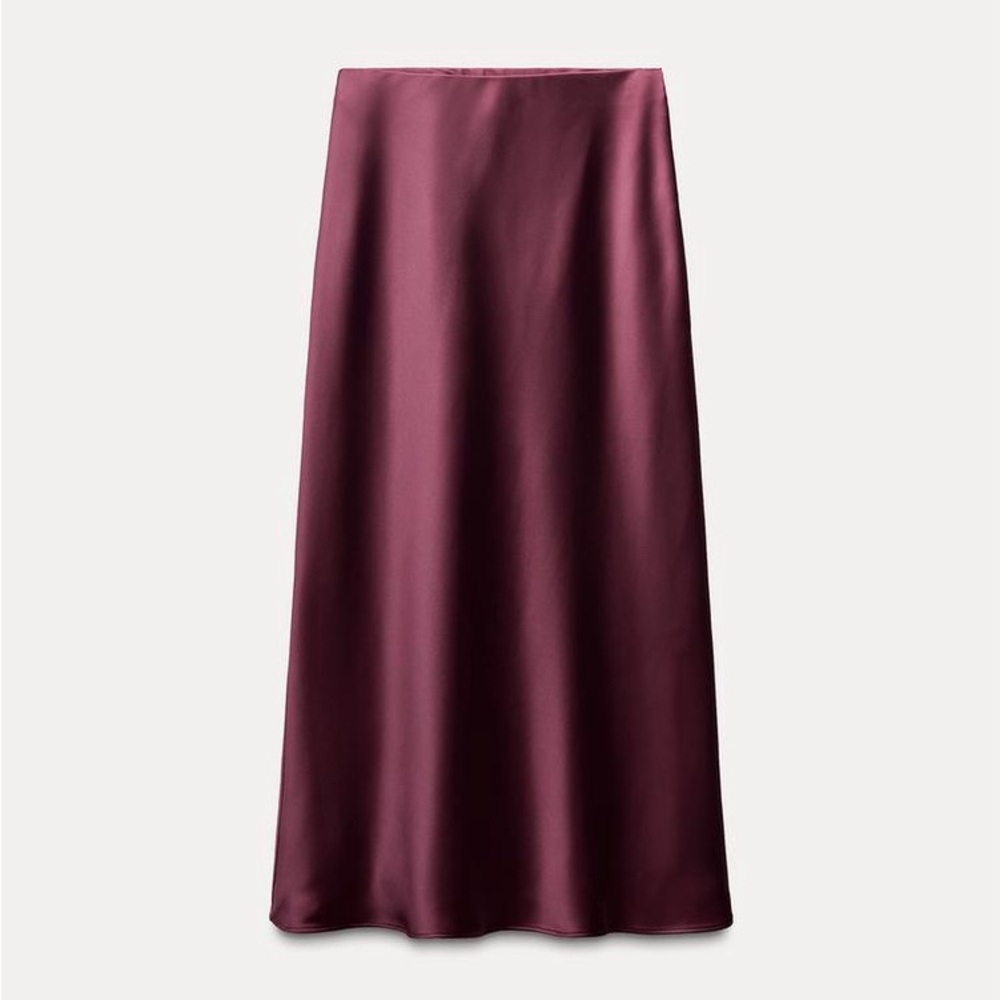 Zara Satin effect midi skirt